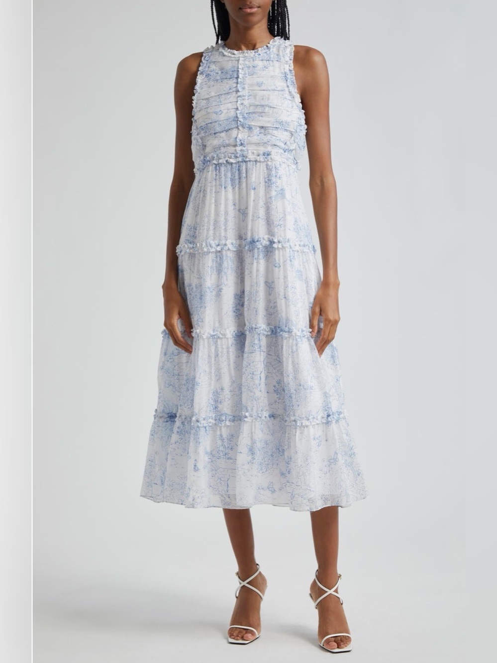 Cinq a Sept Garden Toile Sleeveless Midi Dress